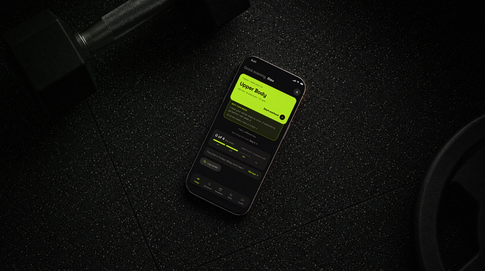 LIFT on a gym floor, showing today's Upper Body session and why this week looks the way it does